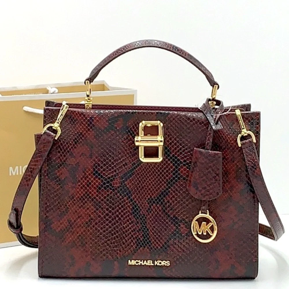 MICHAEL KORS PENELOPE MEDIUM TOP HANDLE SATCHEL MERLOT MULTI COLOR - Picture 2 of 16